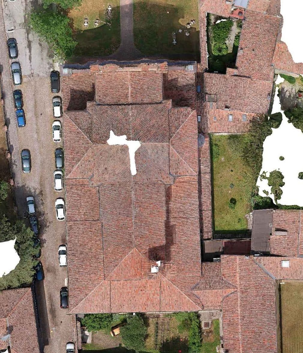 San Girolamo, Ferrara: ortofoto zenitale delle coperture in coppi del complesso storico